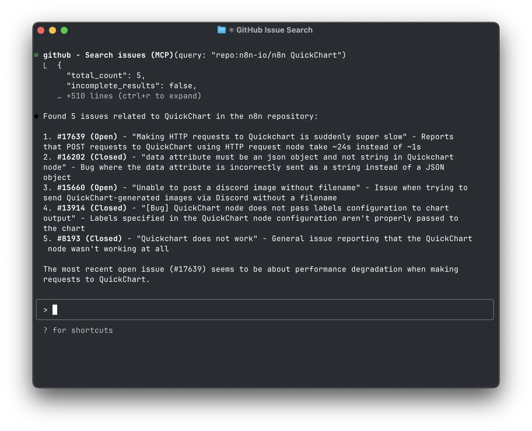 GitHub MCP Server searching issues